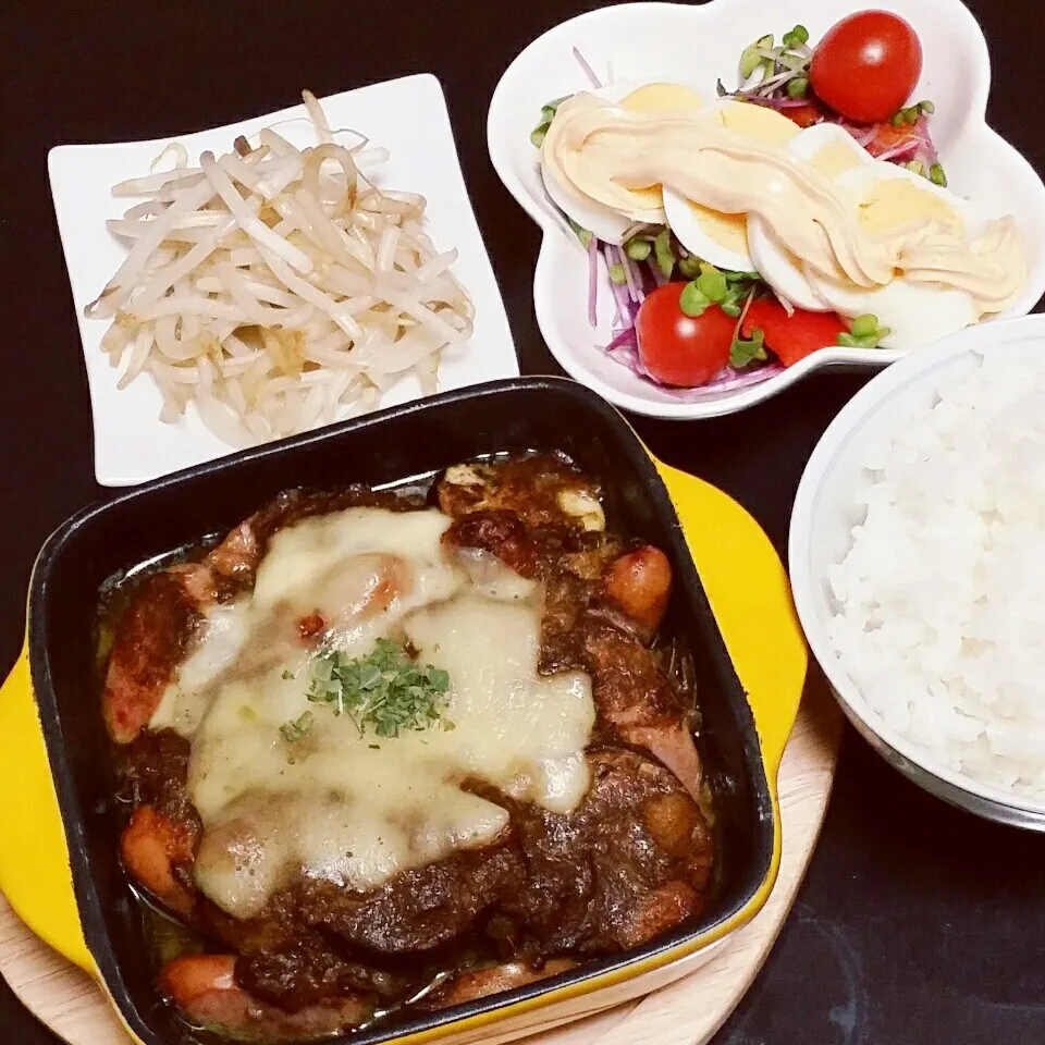 茄子とシャウエッセンのカレーチーズ焼き(リメイク)|Yukiさん