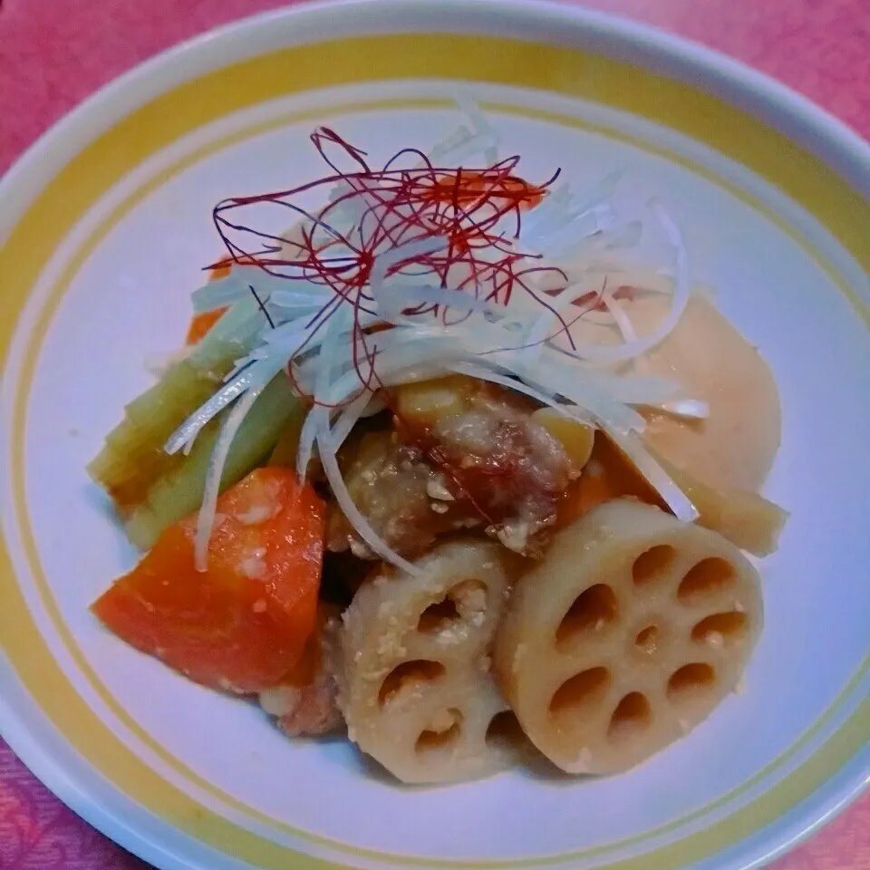 炊飯器で✨豚軟骨と根菜の味噌煮込みWネギ|@きなこさん