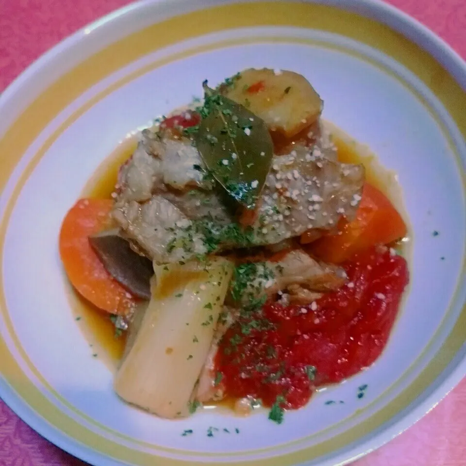 炊飯器でトロトロ✨豚軟骨と根菜の夏の🍅トマト🍅煮こみ|@きなこさん