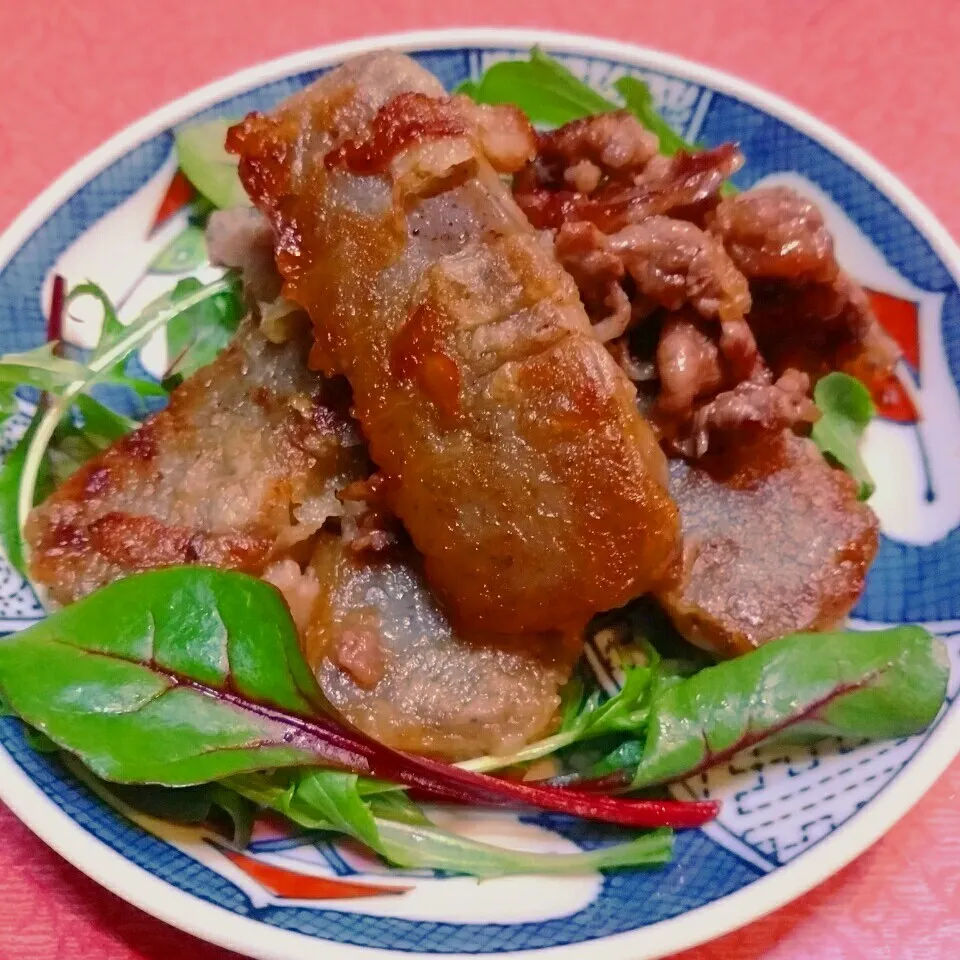 めんつゆで下味⭐牛コマ入り蒟蒻ステーキ|@きなこさん