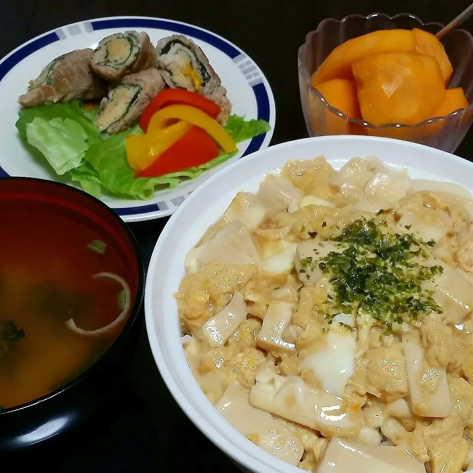 絹ごし豆腐と揚げ玉入り玉子丼(押し麦入りご飯)|Yukiさん