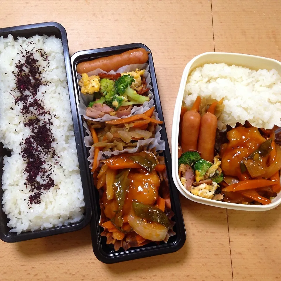 Snapdishの料理写真:オット弁当&自分弁当0702&まねっこ|hisakoさん