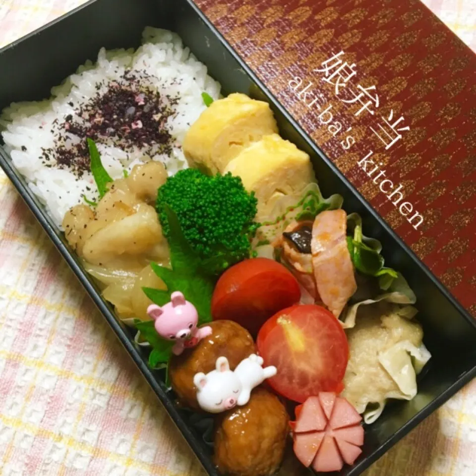 Snapdishの料理写真:我が家のお弁当:豚の生姜焼き🐽|アキーバさん