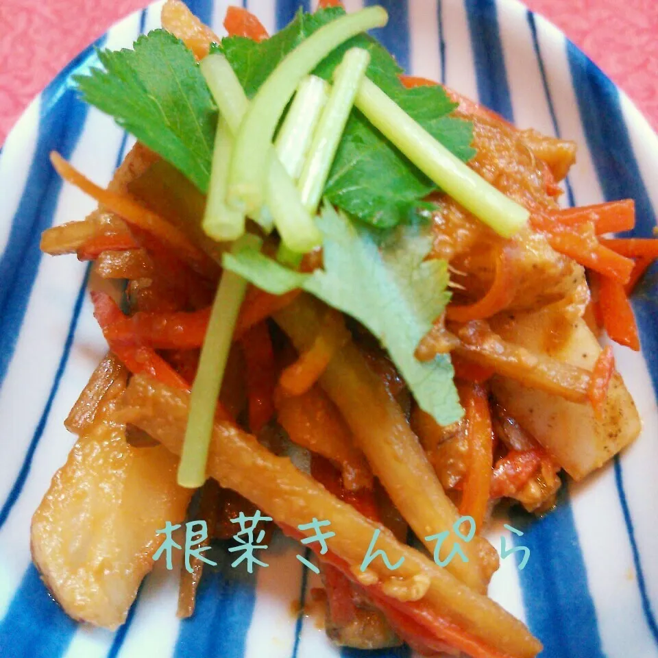 生姜たっぷり根菜の味噌きんぴら|@きなこさん