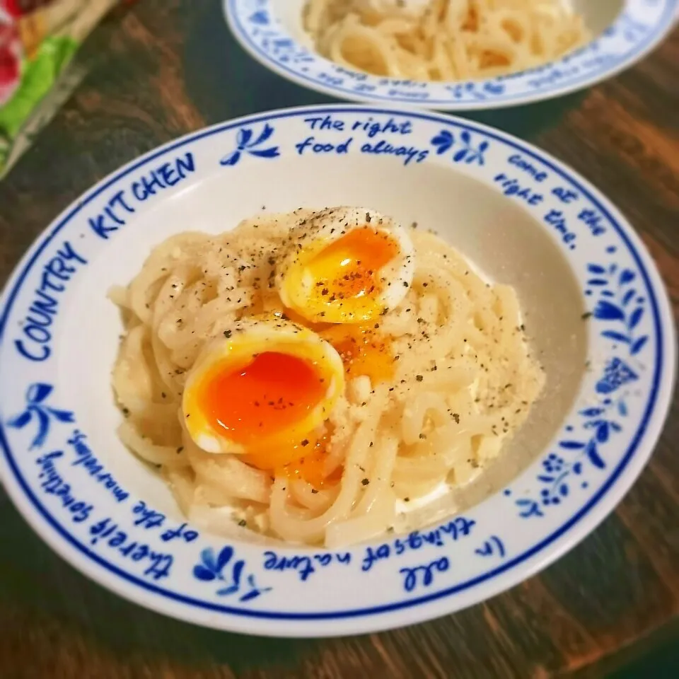 うどんカルボナーラ|こはくさん