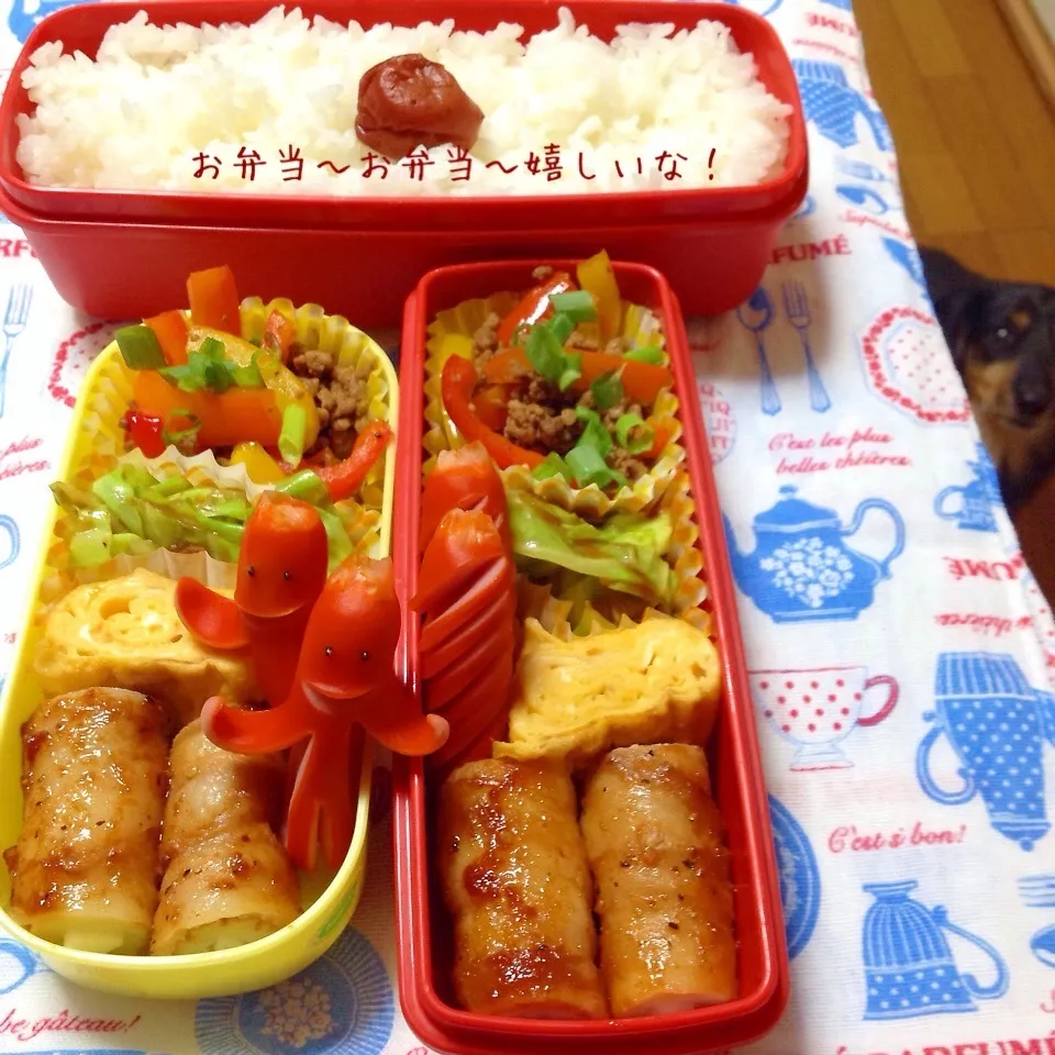 我が家のお弁当^ ^からビーちゃんとひろママちゃんのコラボ！|アキーバさん