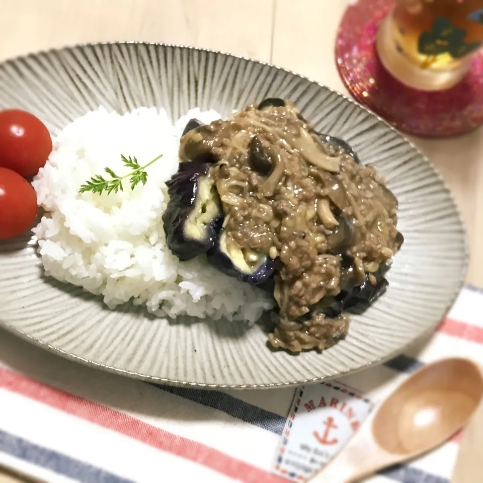 蒸しナスの和風そぼろあんかけ|まおさん