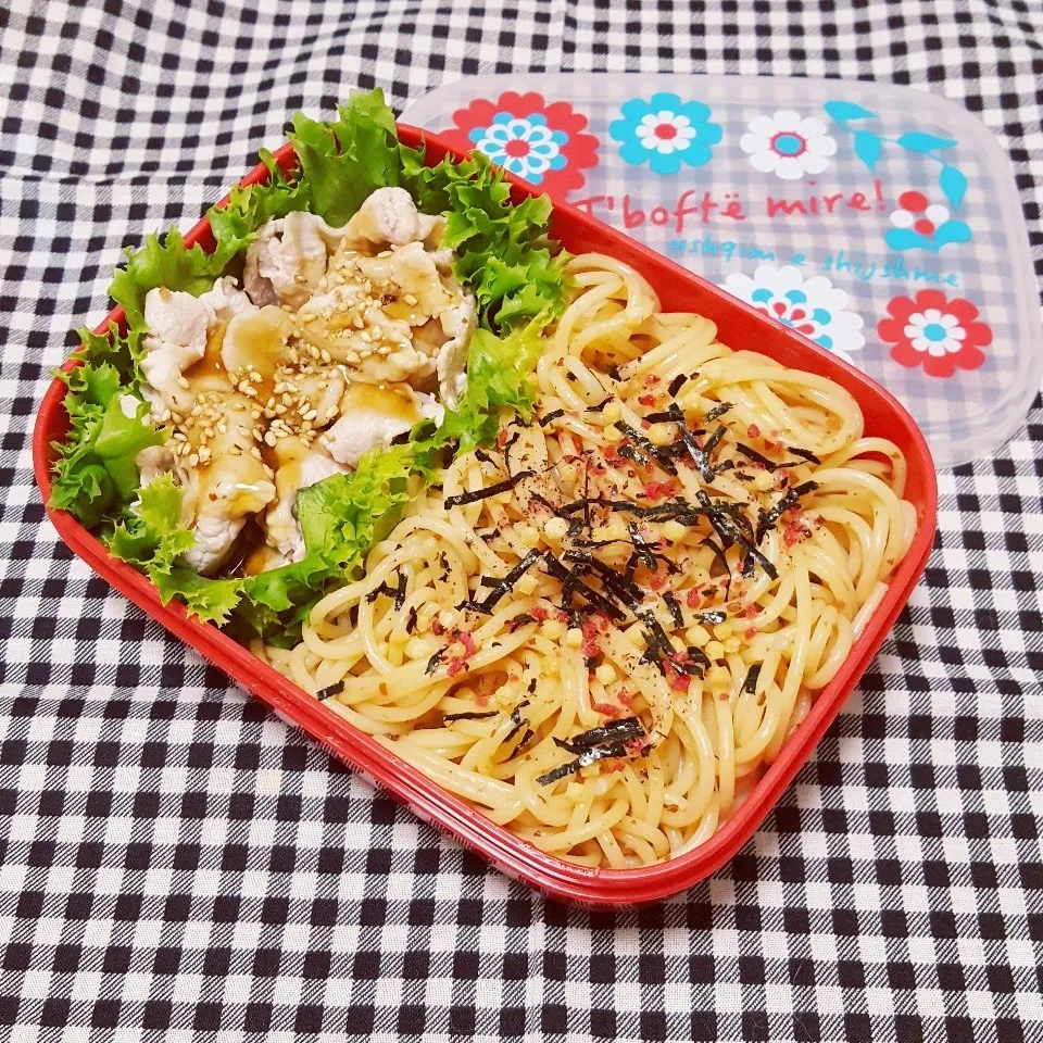 Snapdishの料理写真:冷しゃぶ＆梅パスタべんと|ゆみころさん