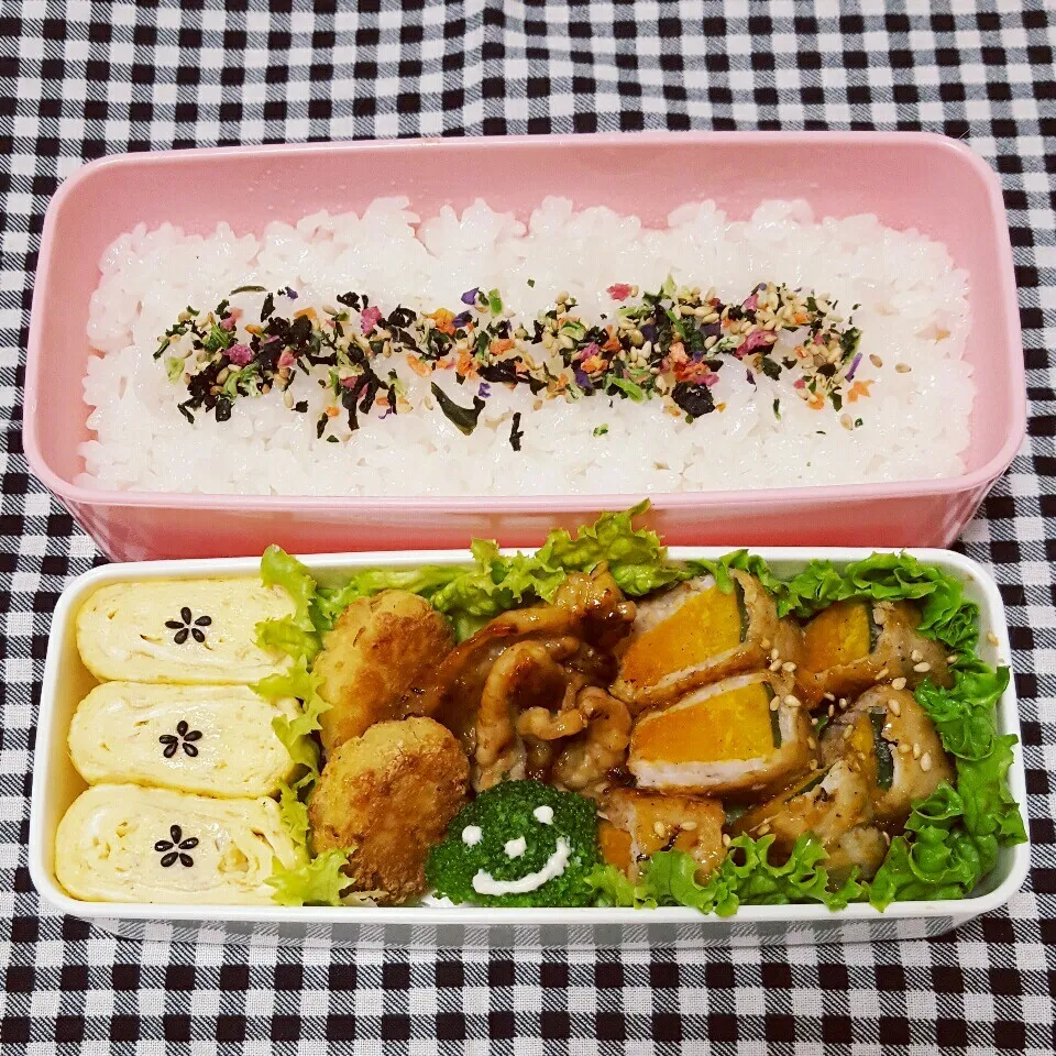 肉巻きかぼちゃ弁当。|ゆみころさん