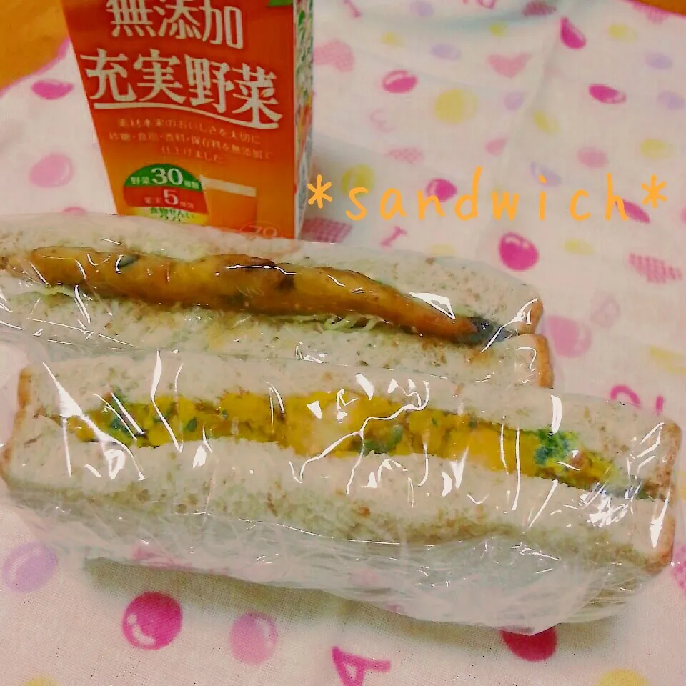 豆腐ハンバーグ&カボサラサンド。|ゆみころさん