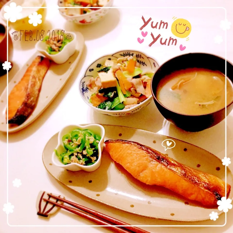 昨日の夕飯♡心と体に優しい和定食(^-^)♪|まこぴ～♪さん