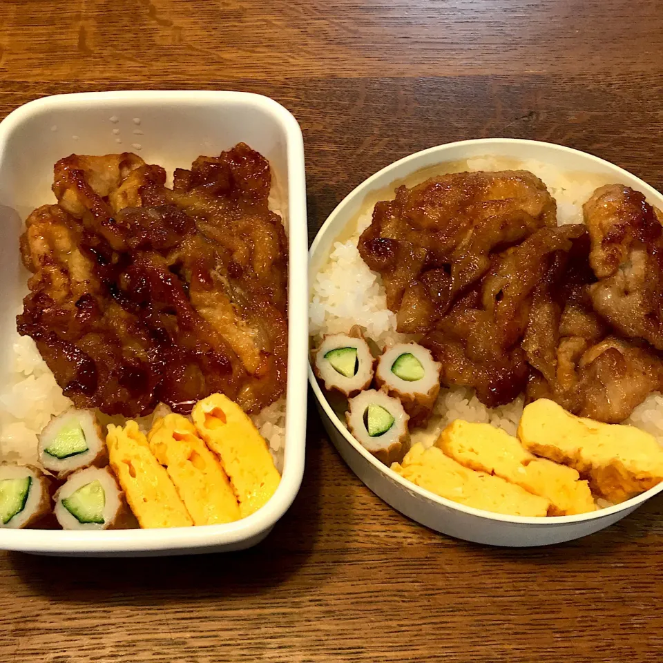 Snapdishの料理写真:父ちゃん＆予備校生弁当|tenoaさん