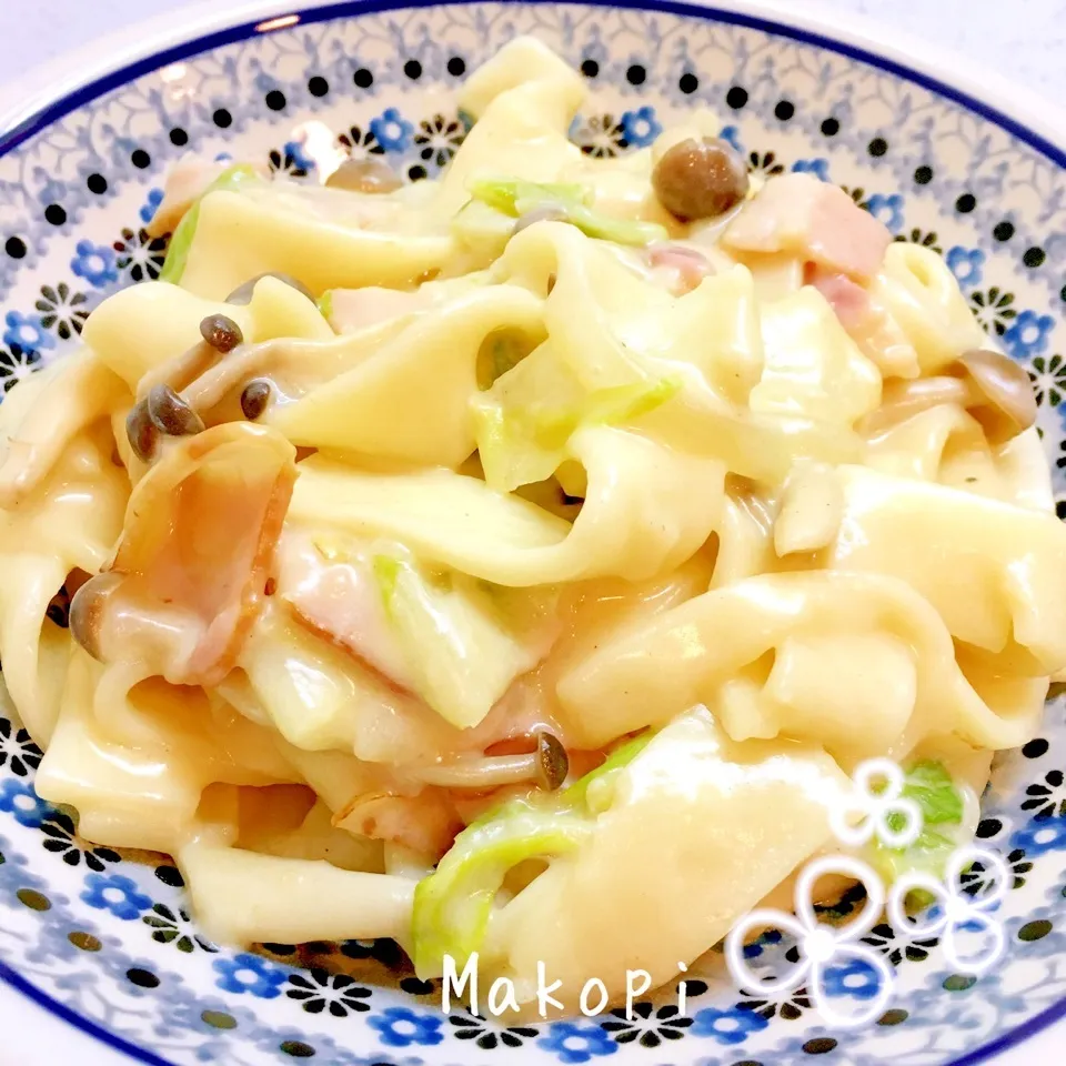 しゃなママさんの白菜とベーコンのチーズクリームスープパスタ♪|まこぴ～♪さん