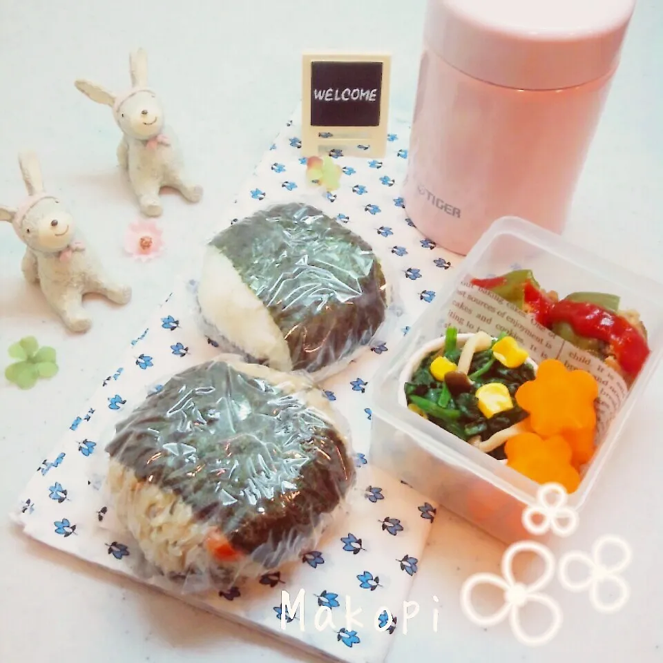 Snapdishの料理写真:4/8のお弁当〜(*´˘`*)♡|まこぴ～♪さん