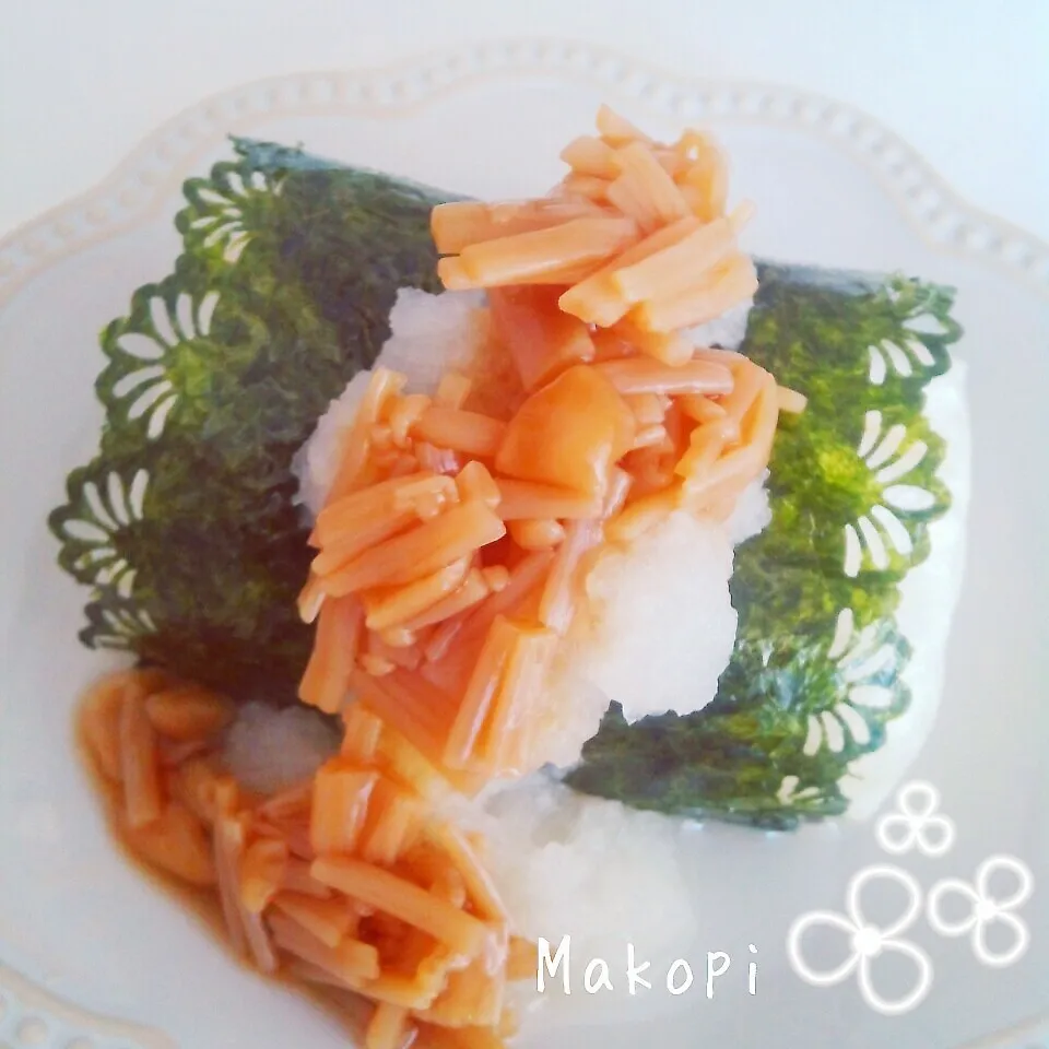 自家製なめたけ&大根おろしでお餅〜(*´˘`*)♡|まこぴ～♪さん