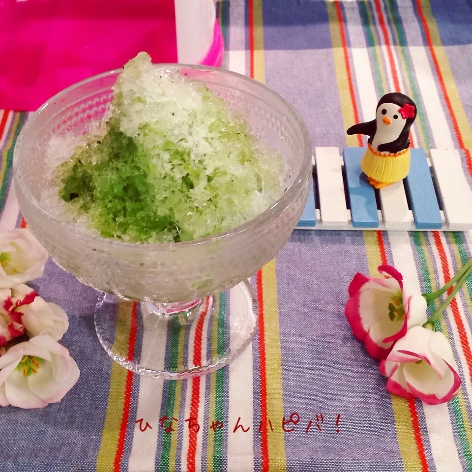 かき氷始めました！宇治抹茶練乳がけでお祝い♡|めんちゃんさん