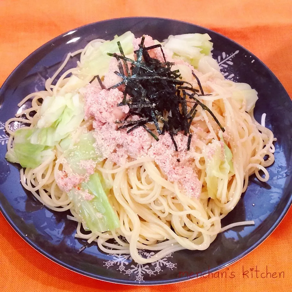 明太キャベツパスタ！息子とランチ♡|めんちゃんさん