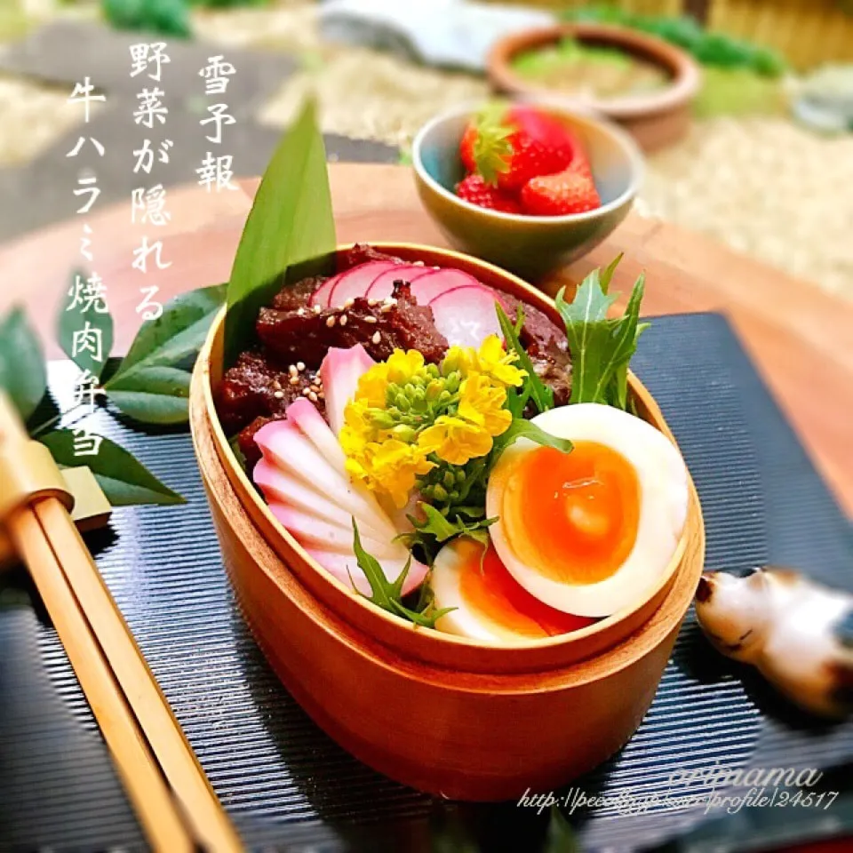 安心して下さい⁉️はいってますよー♡野菜が隠れる牛ハラミ弁当|chouchouさん