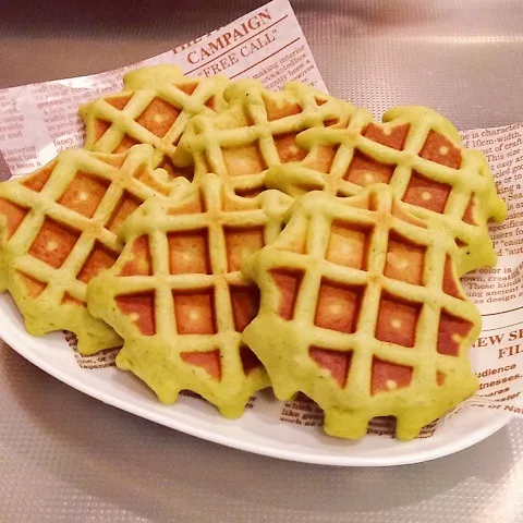 抹茶ワッフル焼きました(*^.^*)|めんちゃんさん