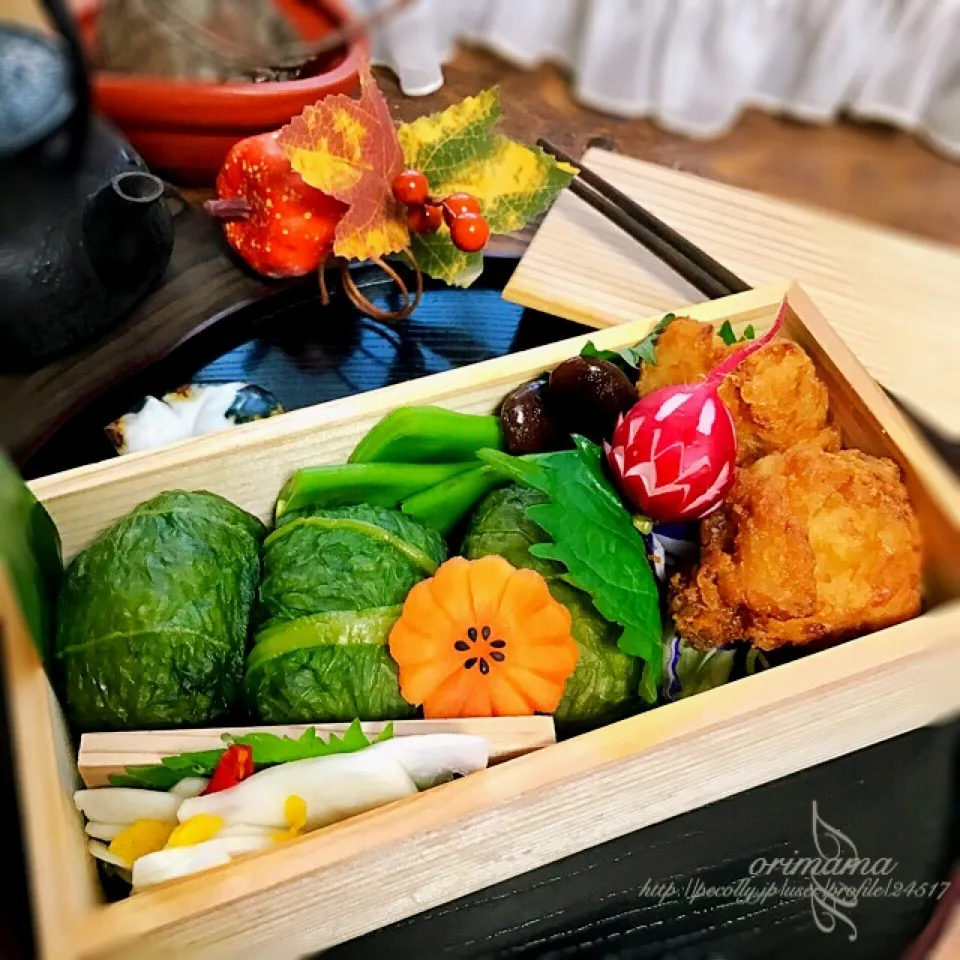 せいさい菜でめはり寿司と唐揚げ弁当♡|chouchouさん