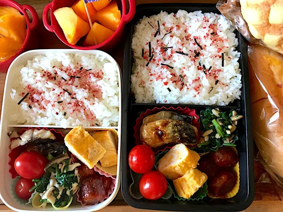 10/26 高1 大1 お弁当 #鯖塩焼き弁当  #春菊とエリンギの和え物|侑子さん