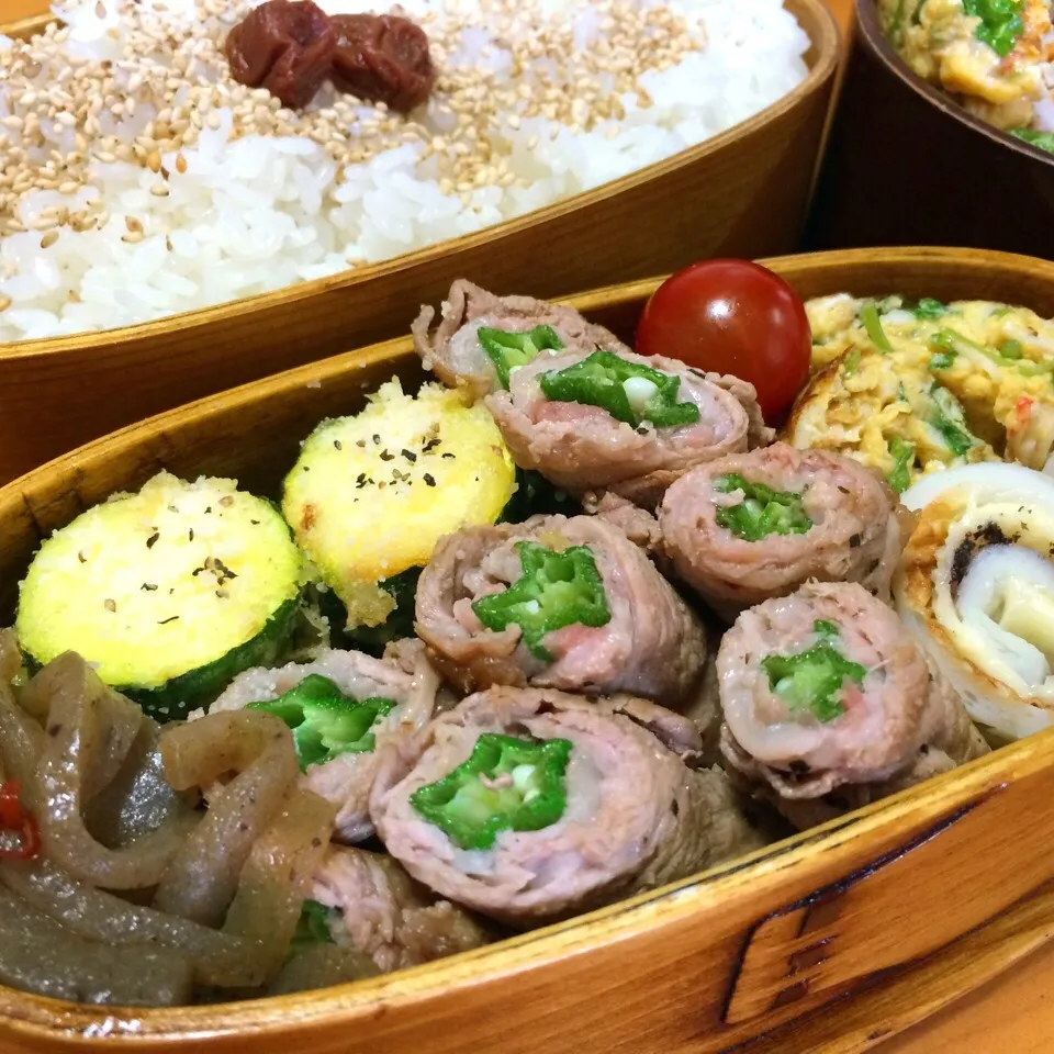 今日の豚ロースのオクラロール弁当|men-chan-chiさん