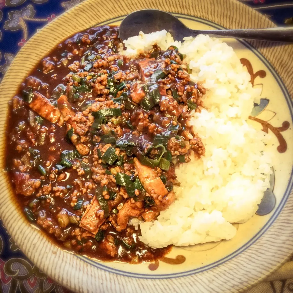 九条ネギと豚挽肉の和風キーマカレー|かなしゅうさん