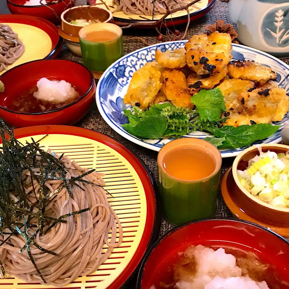 Snapdishの料理写真:鯵の天ぷらとおろし蕎麦は夜ご飯|シュトママさん