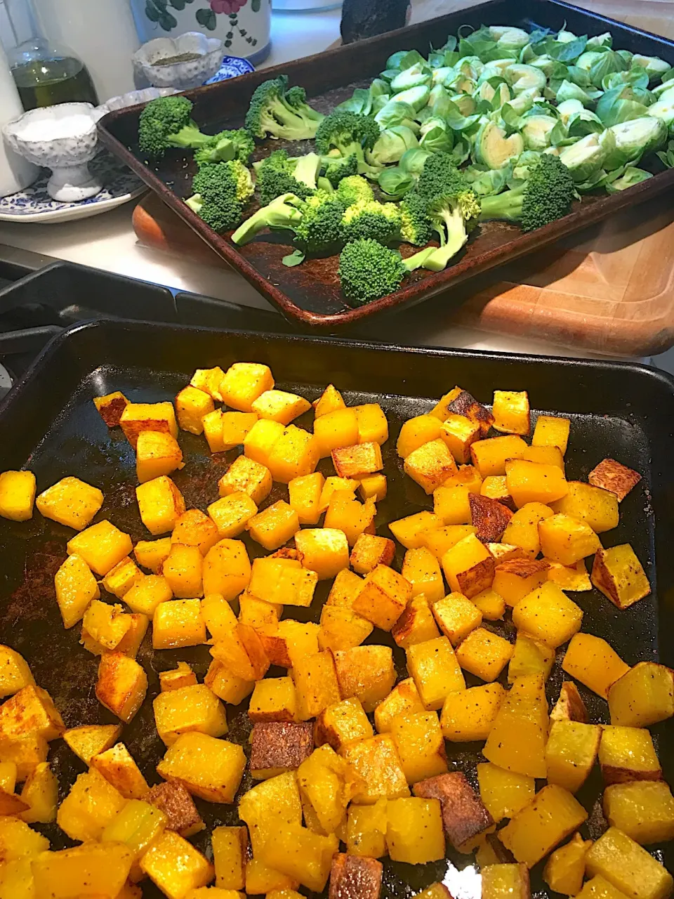 Roasted Butternut Squash, brocolli & brussels sprouts  #roastedveggies #roasted  #butternutsquash  #broccoli  #brusselssprouts|🌺IAnneさん