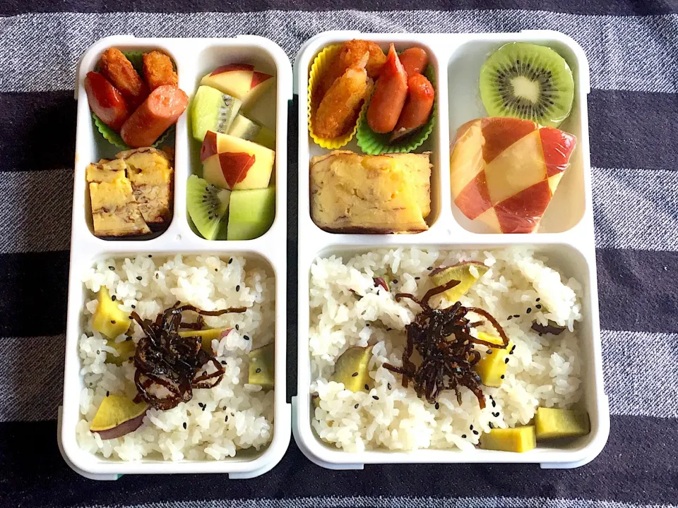 Snapdishの料理写真:芋ご飯弁当 #弁当記録  #兄妹弁当|アチコさん