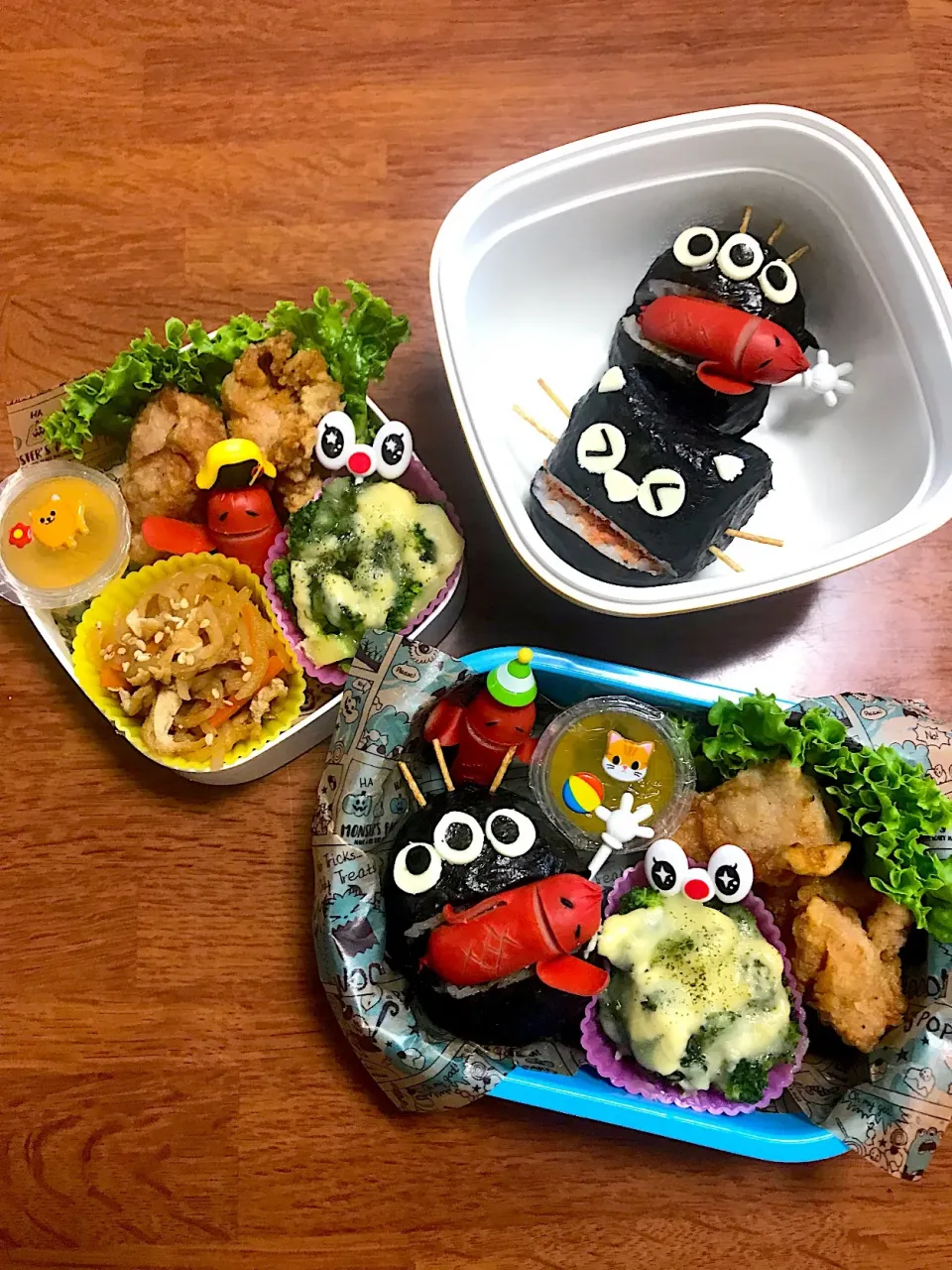 Snapdishの料理写真:モンスター&黒猫ちゃん弁当♡|かなさん