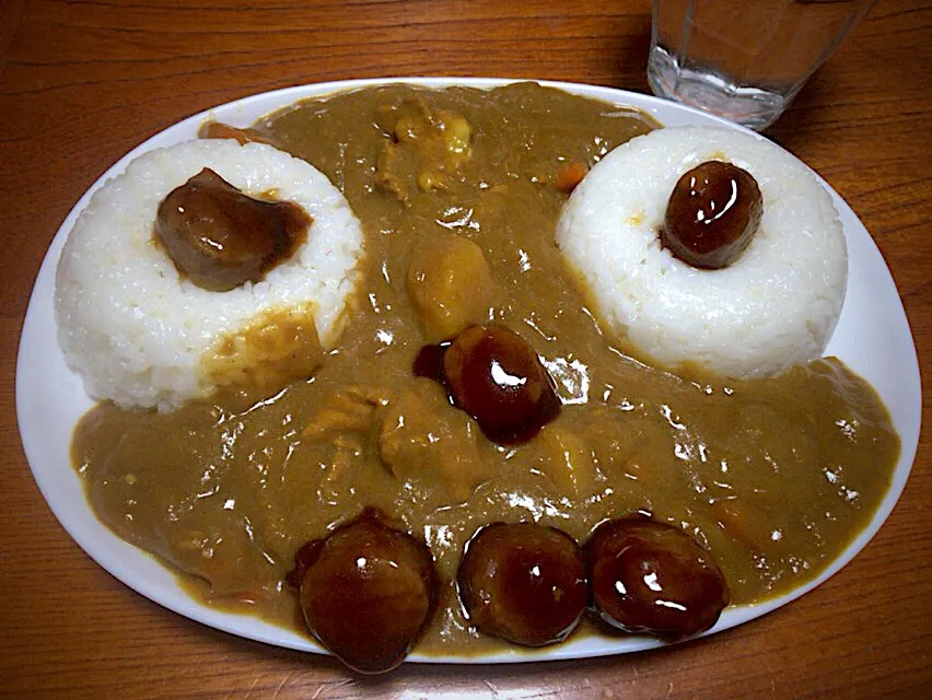 今日の実家で食べたテニス前の妹が作ってくれたカレーwithミートボール🎶|ひーちゃんさん