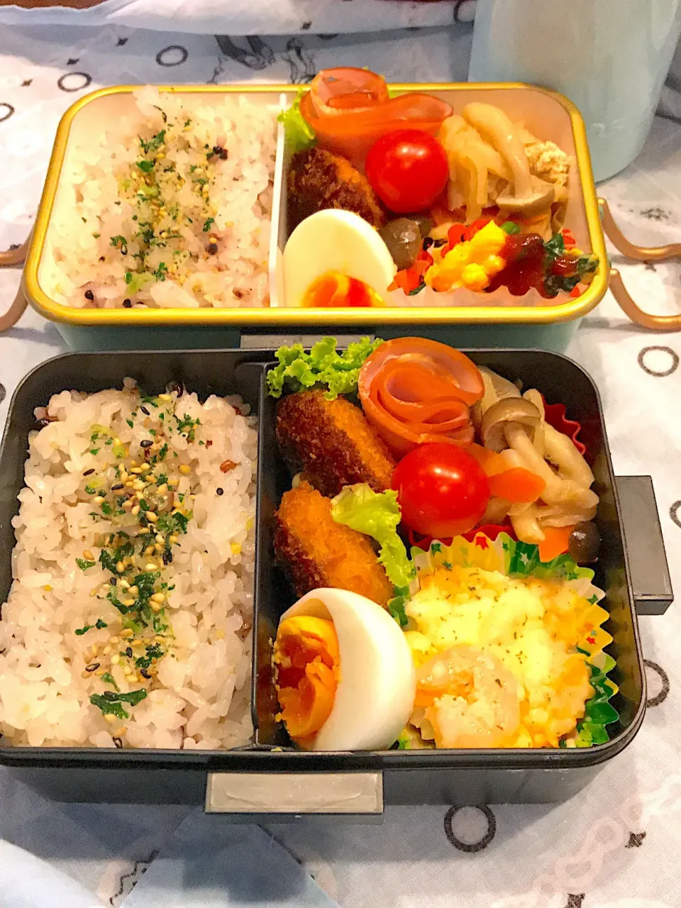 Snapdishの料理写真:2018.10.31  JK&自分弁当～切り干し大根の煮物♪|rinrin*mama*さん