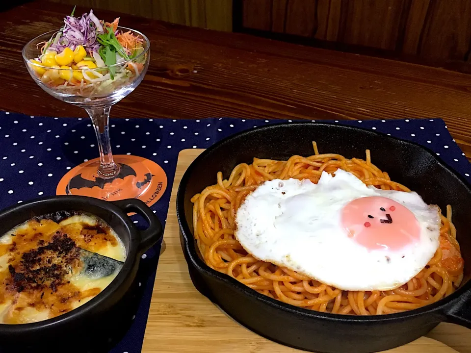 ナポリタンとかぼちゃグラタン🎃|ばあばさん