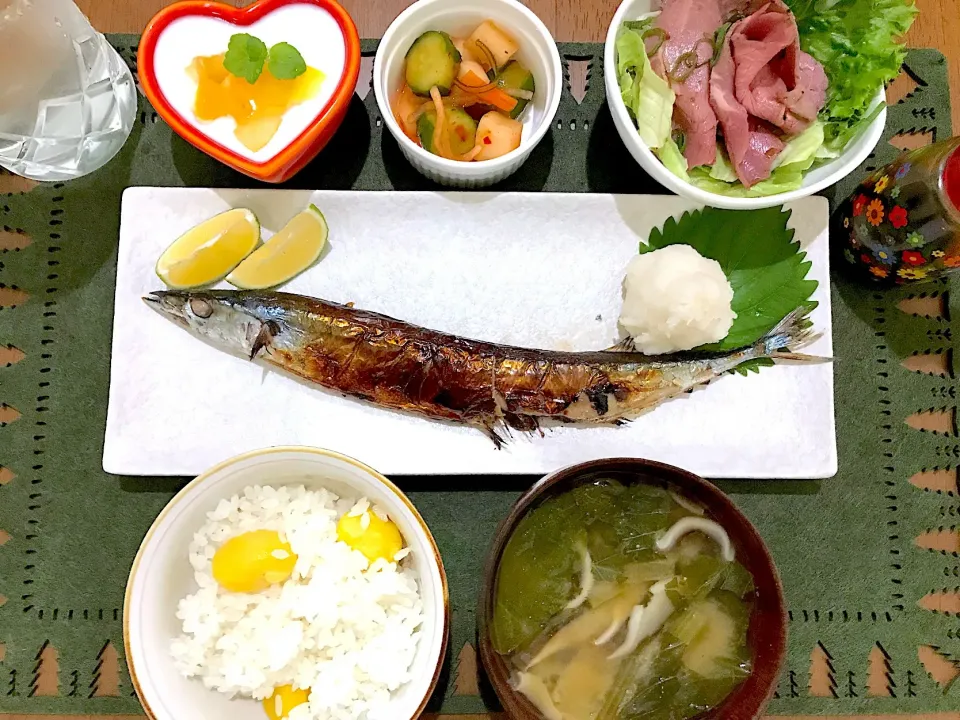 Snapdishの料理写真:秋刀魚と栗ごはん定食|ゆうかさんさん