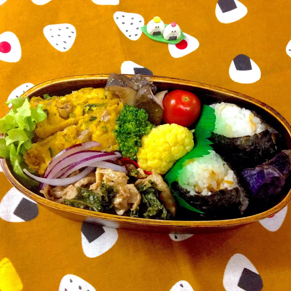 先日のお弁当😊 #地味弁当  #夫弁当  #わっぱ弁当 、おにぎりアクション|naonaomimichanさん