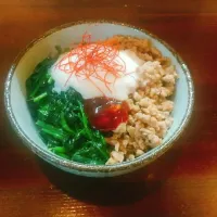 Snapdishの料理写真:豚そぼろとほうれん草の二色丼|🌼ゆうか🌼さん