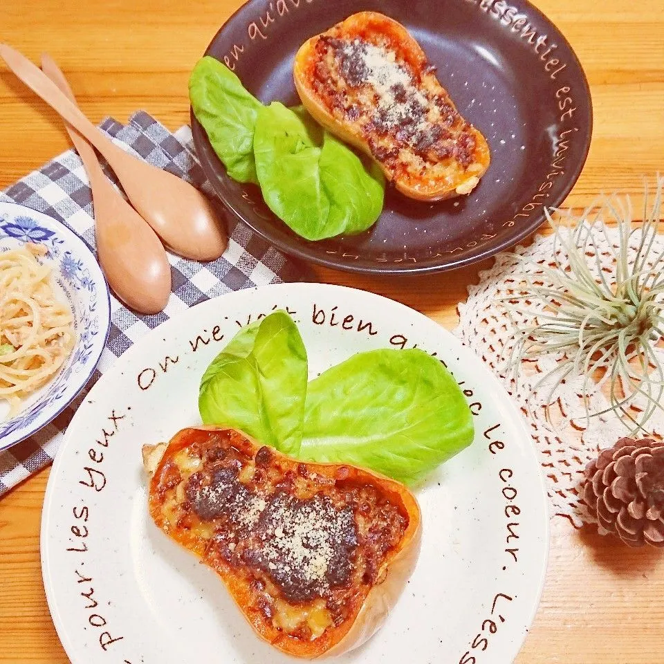 Snapdishの料理写真:カボチャのミートグラタン|とまと🍅さん