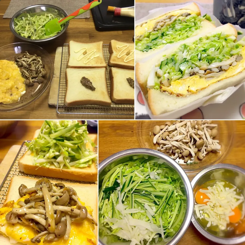 Snapdishの料理写真:秋の具たっぷりサンドイッチ🥪
 #あるもので  #サンドイッチ|morimi32さん