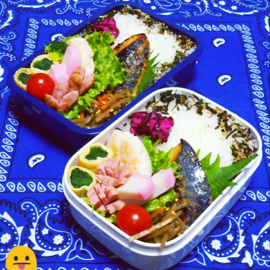 Snapdishの料理写真:息子のお弁当(強制～ちょっと焦げた鯖の味噌焼き😀)|かあたん(元ポップン)さん