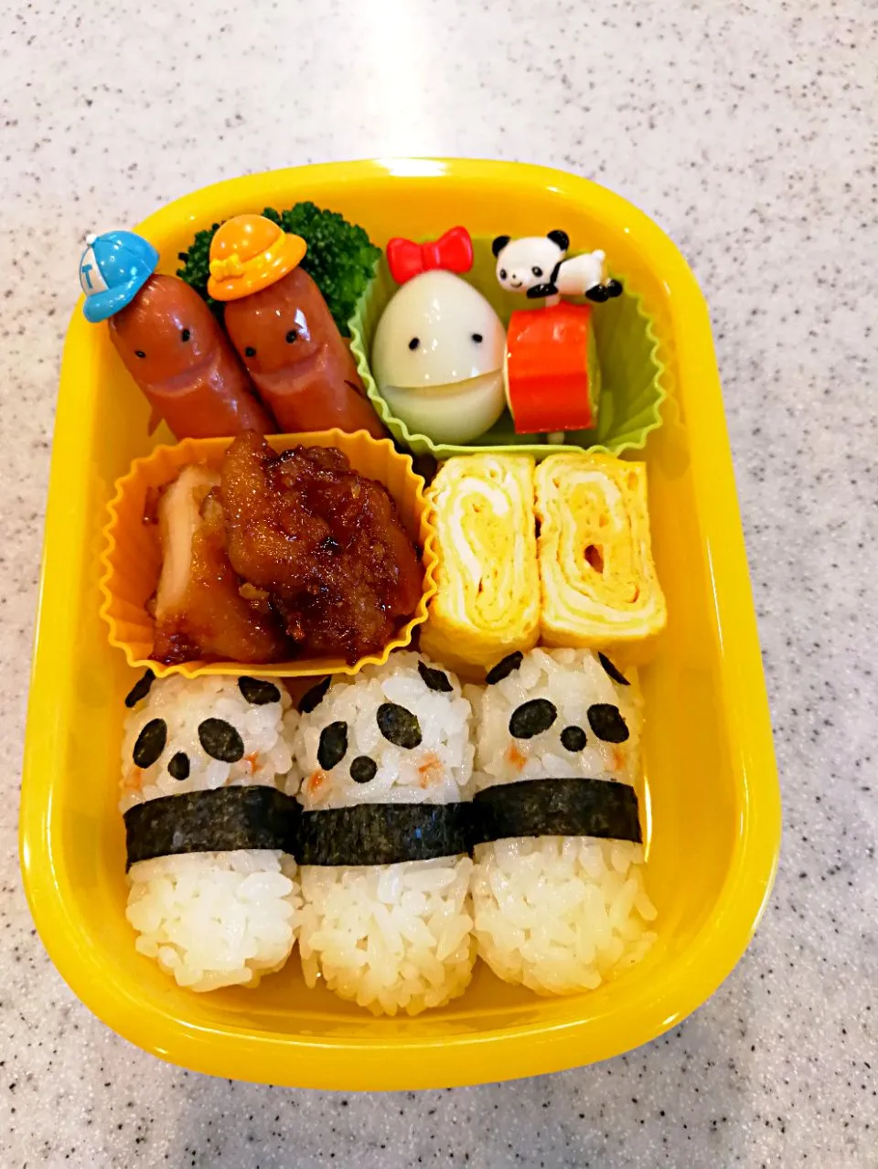 遠足弁当 #パンダ #ソーセー人 #うずらちゃん|かんちゃーーんさん