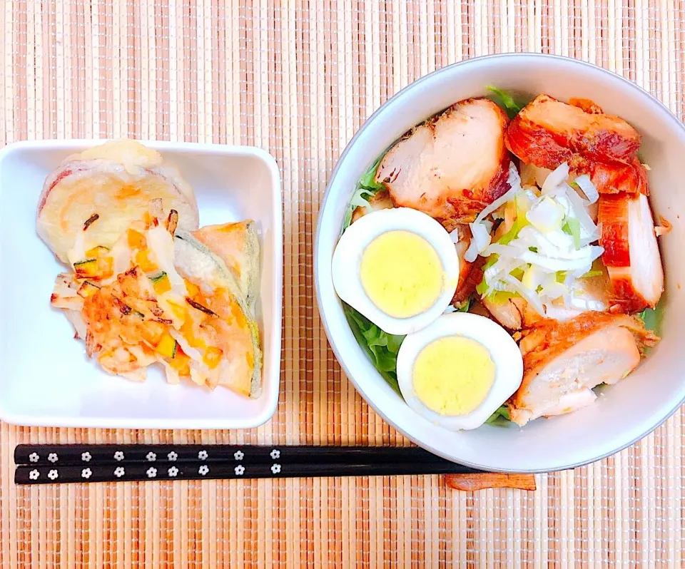 満腹！チャーシュー丼＆秋の天ぷら🍃|はらぺこちゃんさん