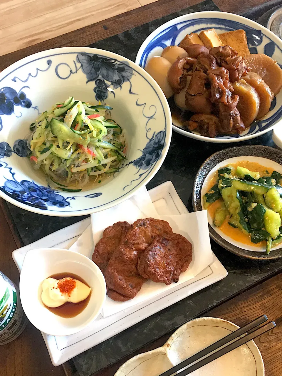 ・豚足と大根の煮物
・きゅうりと春雨の酢の物
・さつま揚げ
・ピリ辛ごまラー油きゅうり|かっぴーさん