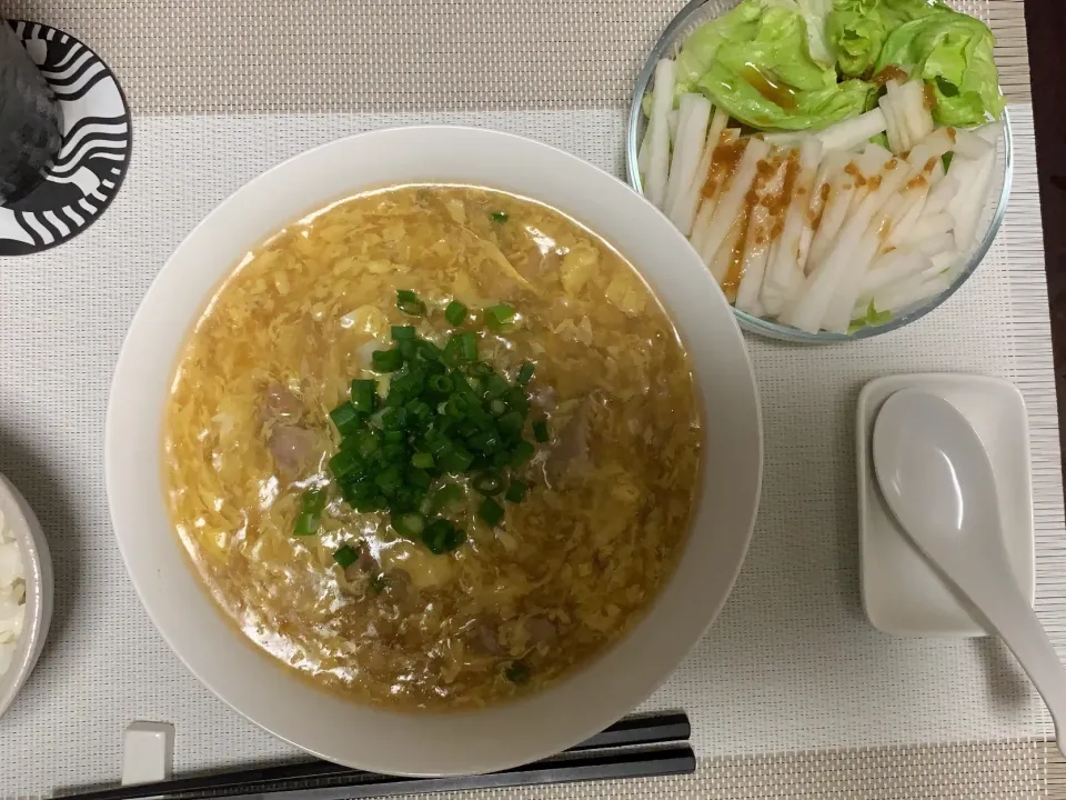 風邪予防😷トロトロあんかけ卵とじうどん、生姜入り|ミルクさん