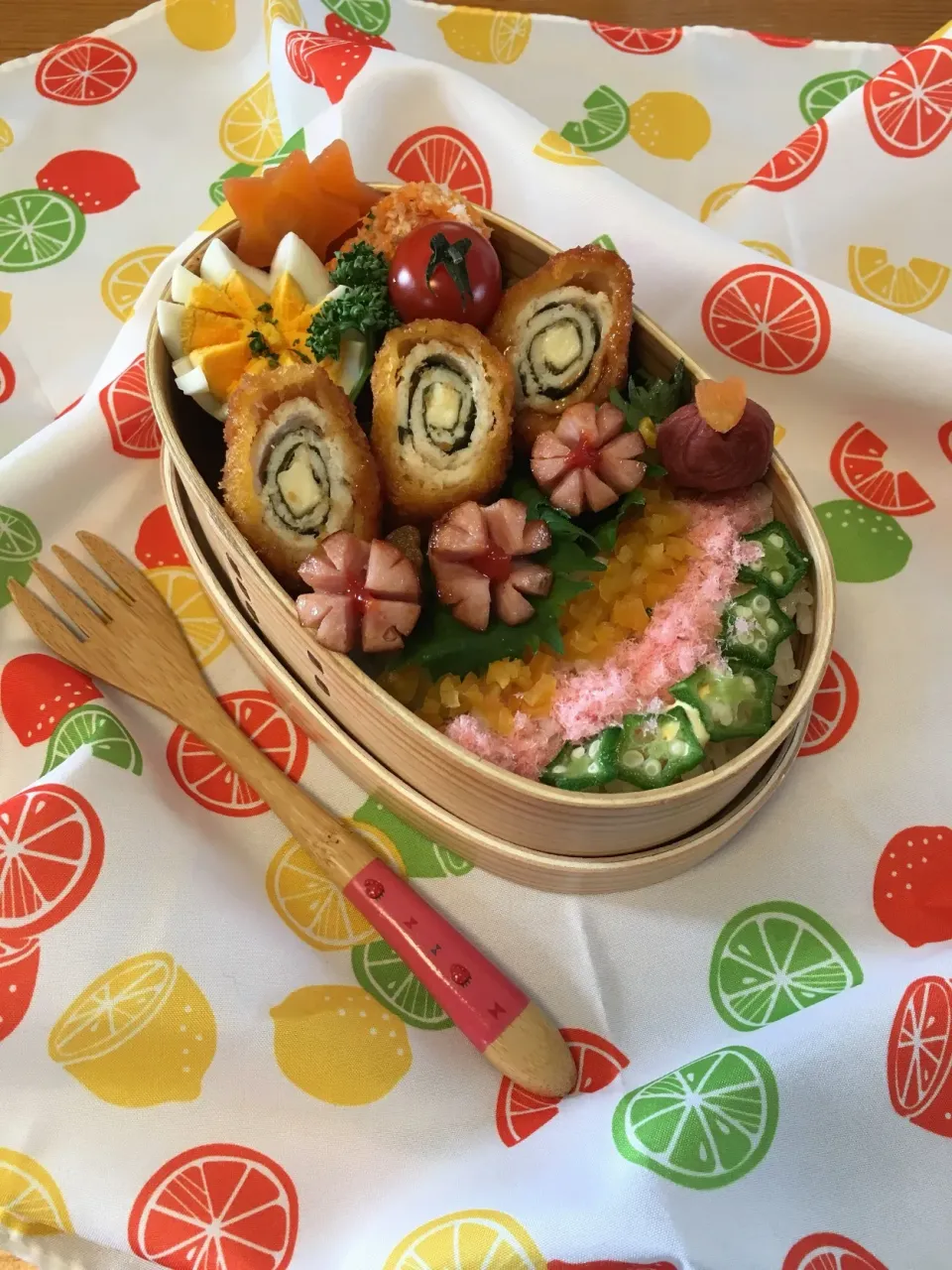 豚しそチーズフライ弁当♡|小雪さん