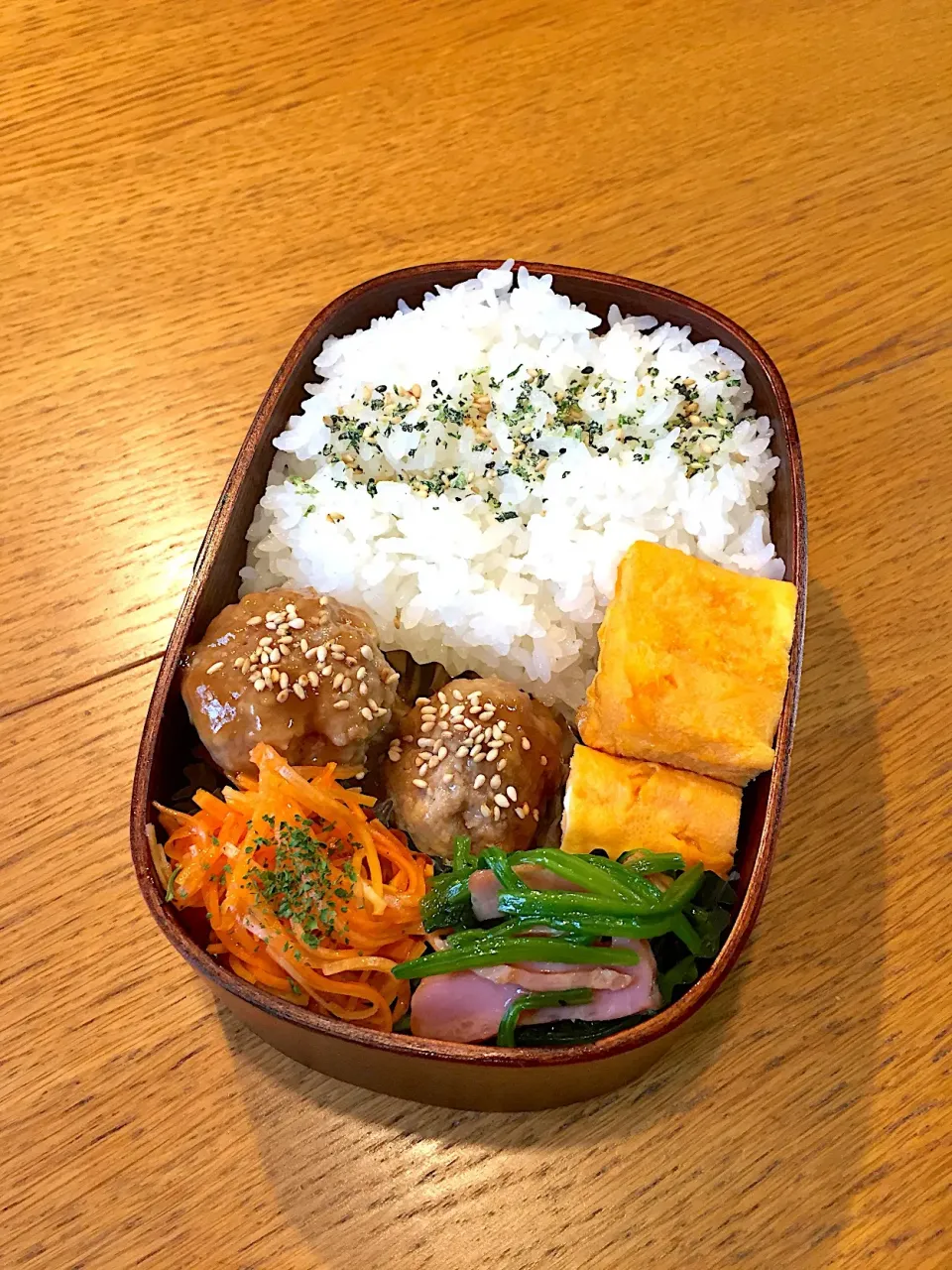 高校生息子のお弁当  豆腐入り肉団子 #わっぱ弁当|まつださんさん