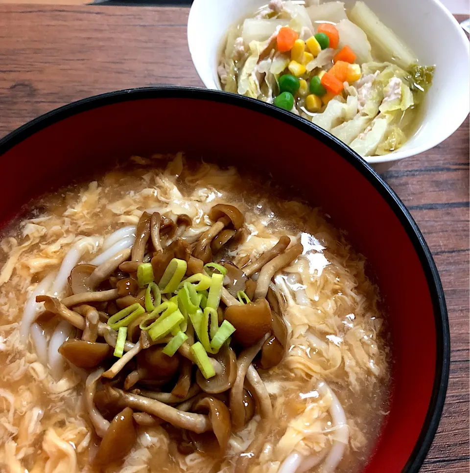 #ミルフィーユ鍋
#なめことたまごのあんかけうどん|高田春花さん