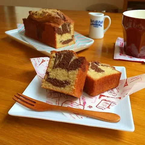 焼き立ても翌日も食べたい♪マーブルパウンドケーキ♪|ニコさん