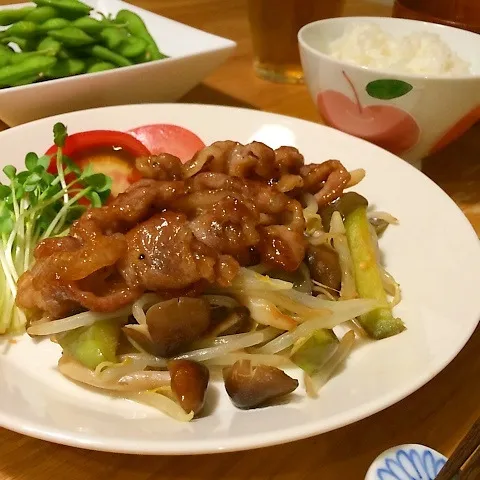 蒸し野菜の甘辛豚肉のせ♪|ニコさん