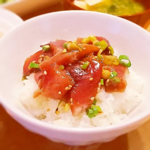 鰹のづけ丼♪ オレンジさんのレシピちょっとだけアレンジ♪|ニコさん